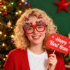 Yousheng 2026 LED Light Up Christmas Glasses Lighted Party Eyewear for Kids Adults Glow Light Up Photo Props for New Year Celebration