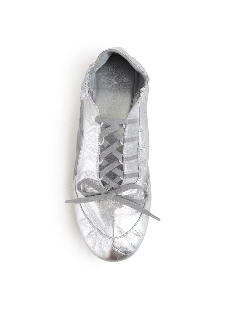 Нишевый дизайн балетные удобные тренировочные туфли 2025 лето бант плоская подошва вставки шнуровка повседневные одинарные туфли женские