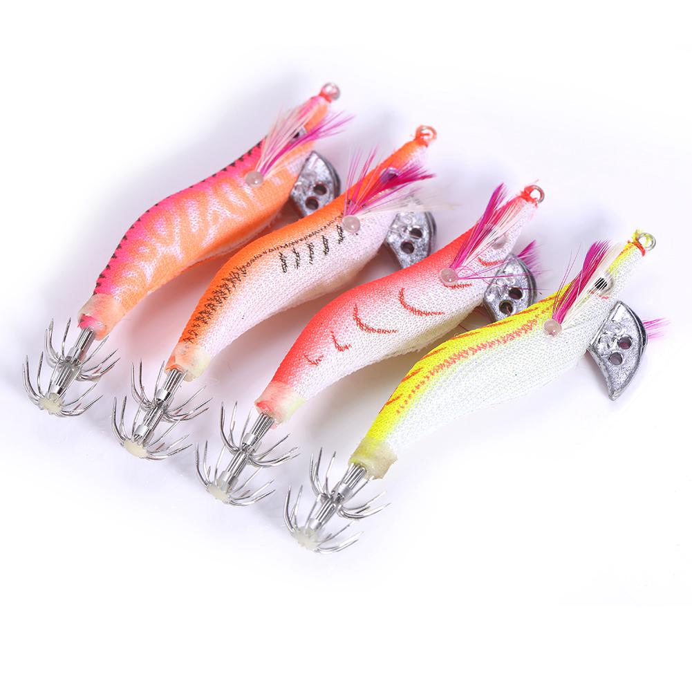 4Pcs Luminous Plastic Shrimp Bait Squid Shrimp Jig Jigging Lures Night Dawn Fishing