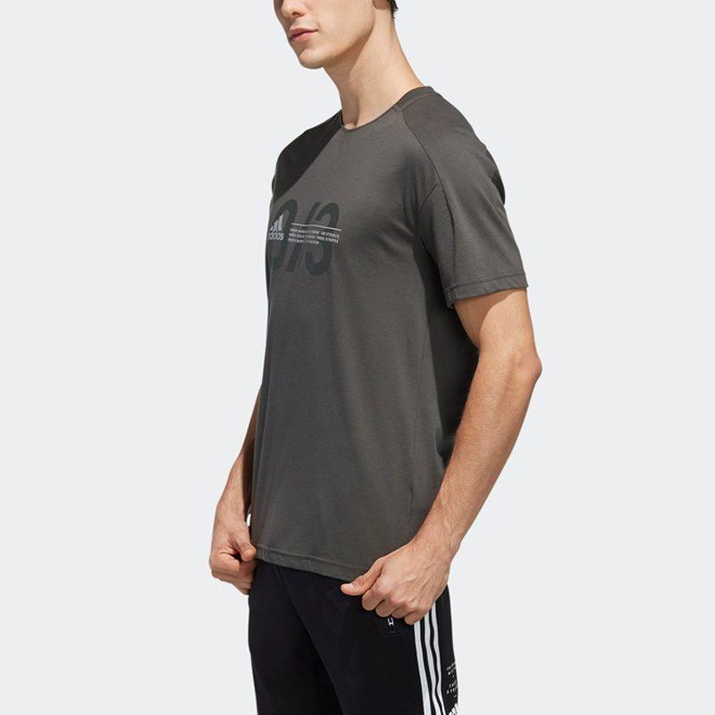 Adidas T Shirts Men's Deep Earthy Brown Crew Neck Moderate Straight Fit EH3730