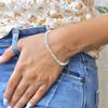 Natural Aquamarine beaded Bracelet Rondelle faceted beaded Delicate wrist Jewelry Handmade Jewelry beaded chain bracelet for women
