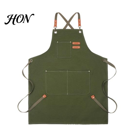 Multi Pocket Tool Apron Canvas Work with Multi-Pocket, Waterproof Oil-Proof Cross-Back Apron, Professional Nail Tech Adjustable Straps Protective for