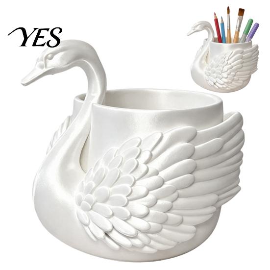 Stationery Storage Holder Elegant Swan Pen Holder, Durable PLA Pencil Organizer, Decorative Large Art Desktop Organizer Capacity Container for Makeup