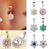 Women Rhinestone Flower Belly Button Navel Ring Bar Body Piercing Jewelry Charm ARI