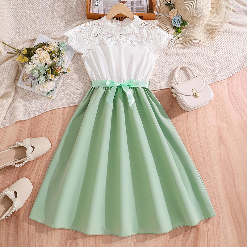 Платье принцессы для девочек, летнее детское модное однотонное платье без рукавов в стиле пэчворк