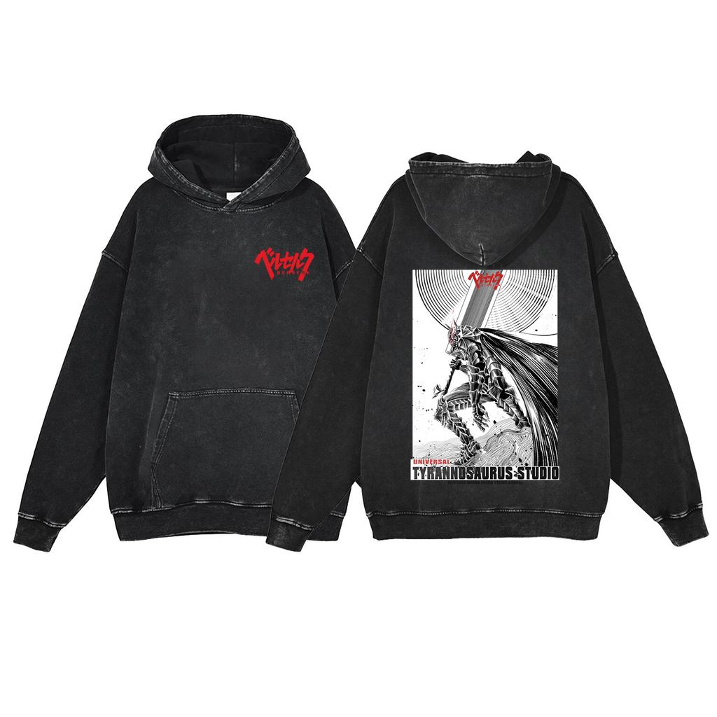 440G Heavy Washed Retro Animation Street Retro Cotton Sweater, Street Tide Hooded Sweater