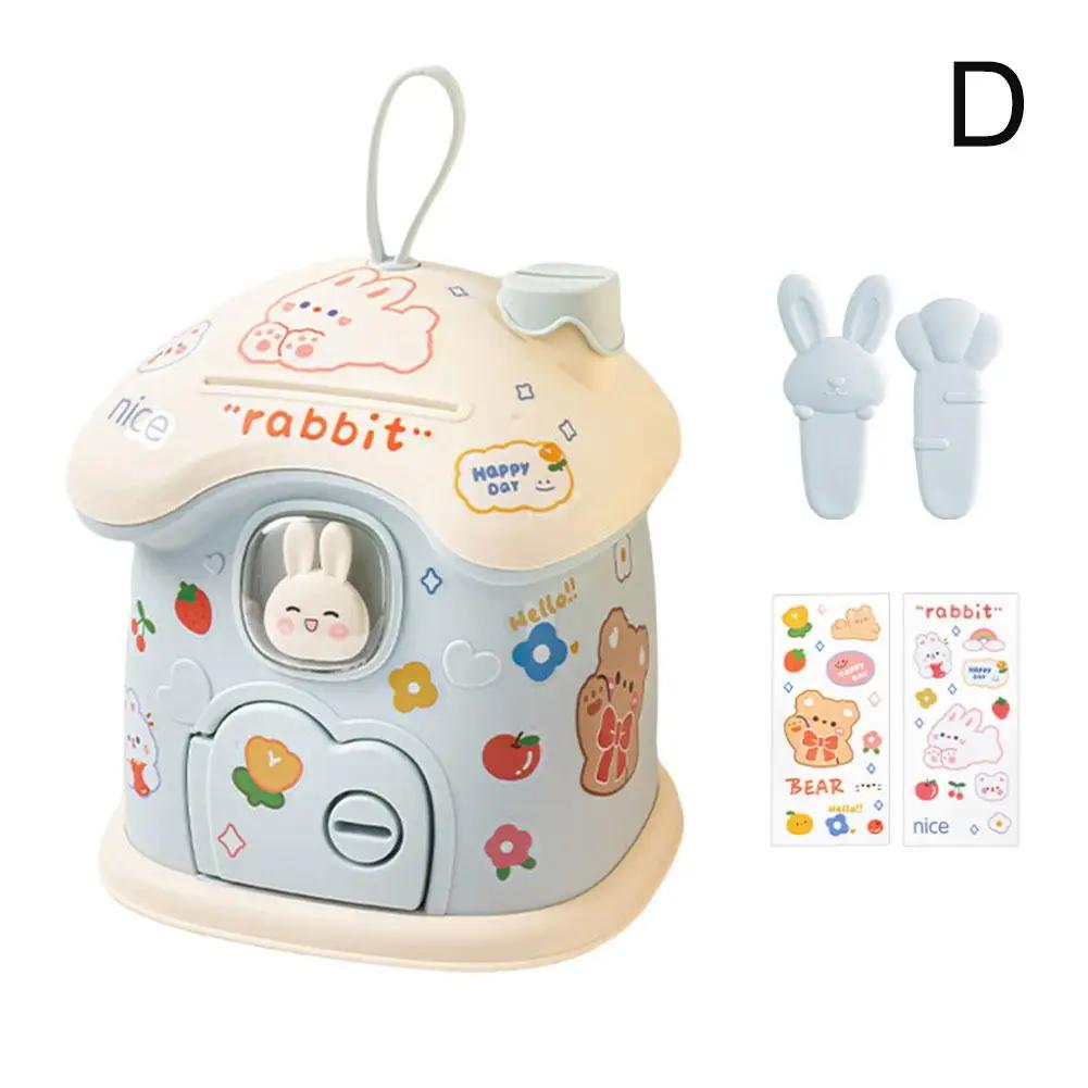 Милый мультяшный домик-копилка-кролик, милая коробка для хранения вещей для детей с наклейками своими руками, украшение дома, подарки на день рождения для детей