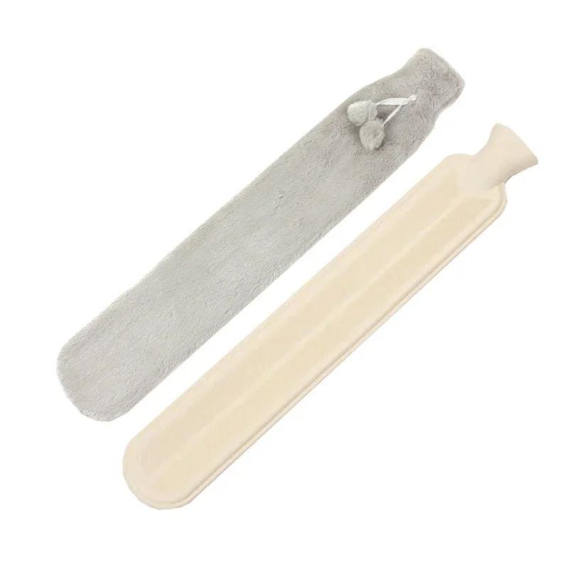 Длинная кровать для бутылки с горячей водой, теплая поясная спинка, грелка с очень мягким плюшевым материалом, чехол 2л, чистый натуральный каучук