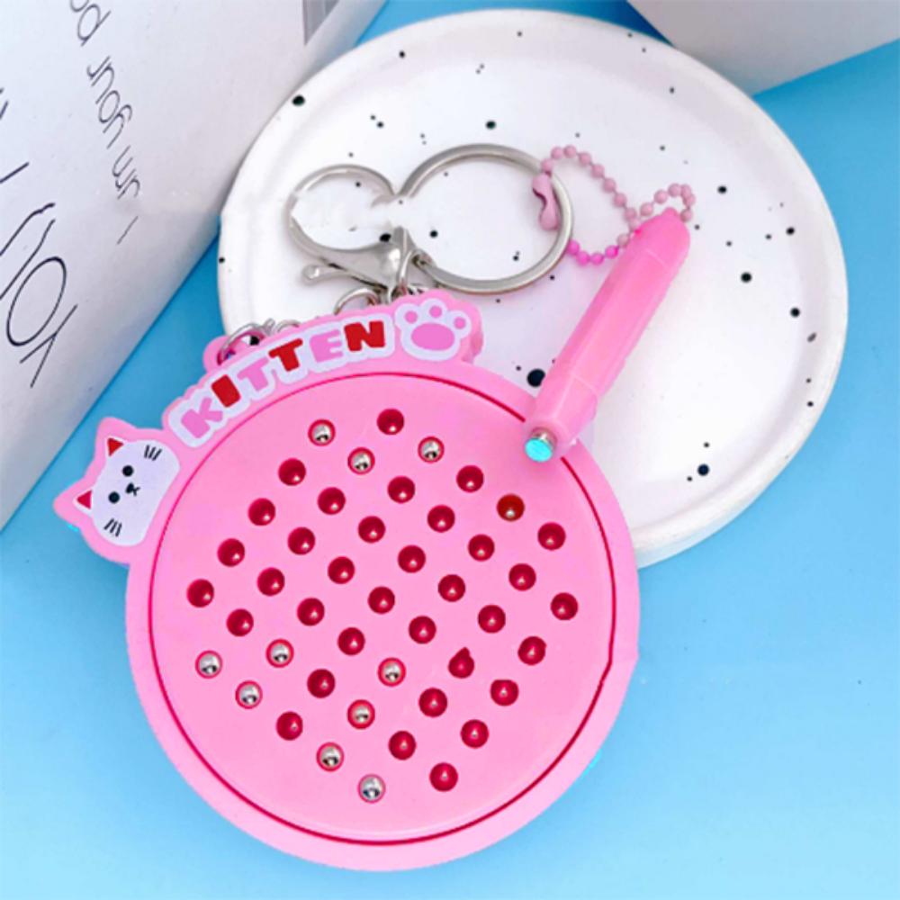 DIY Magnetic Drawing Board Keyring Kitten Cartoon Cat Pendant Mini Funny Keychain  Party Toy