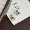Silver Needle Fashion Cute Delicate Flocking Bear Earrings Autumn and Winter Premium Earrings Korean Sweet Girl Heart Earrings