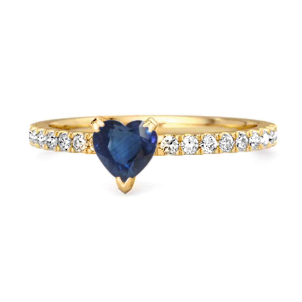Blue Sapphire Solitaire Ring - 925 Sterling Silver Gold Vermeil