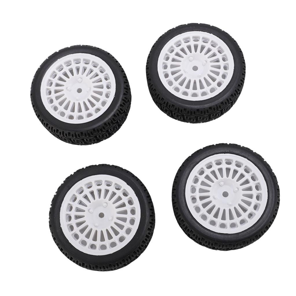 4PCS 1 10 RC Rally Car Tires Replacement for Tamiya TT01 Xv02 Sturdy Plastic 70mm RC Car Maze Tire Wheel Rim White