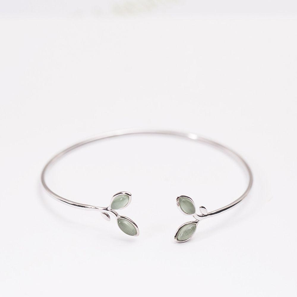Korean Style Forest Green Leaf Cuff Bracelet Adjustable Bangle Women Bracelet Open Bangle Bracelet