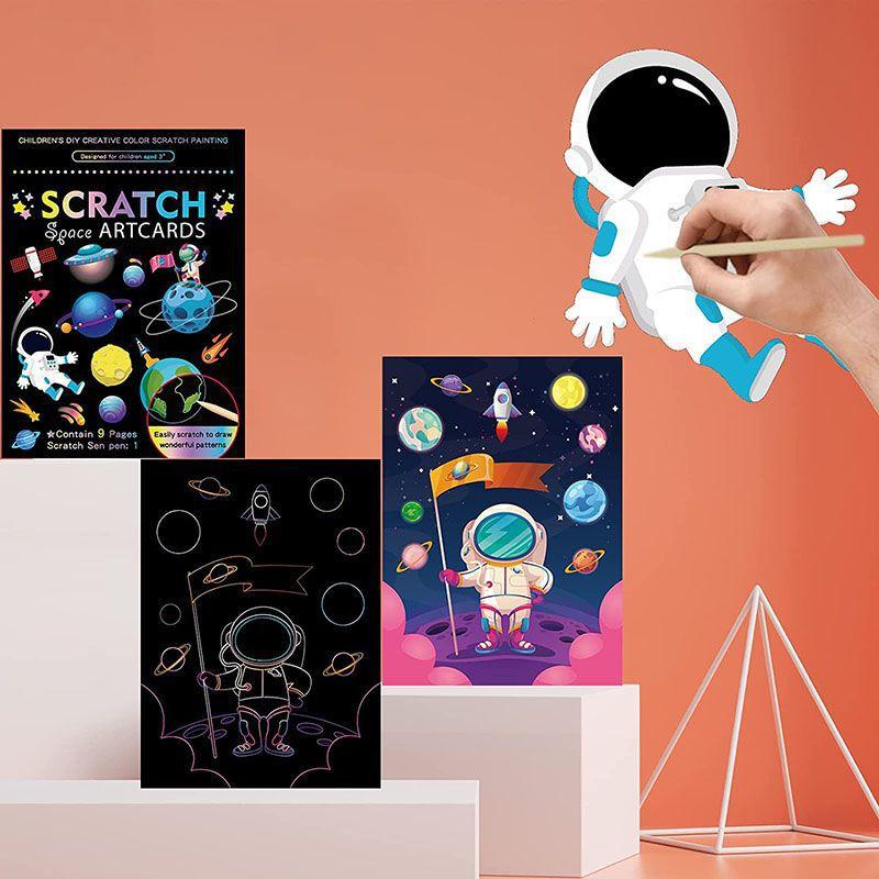 Радужная Царапка Бумага для Рисования Мультяшная Волшебная Доска для Рисования Образовательные Художественные Принадлежности Школьные Инструменты для Обучения Живописи TMZ
