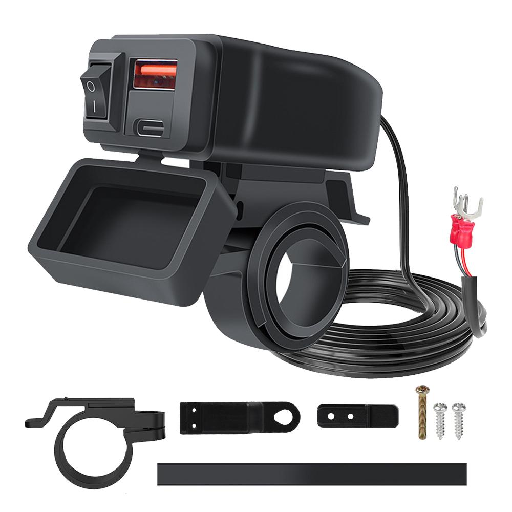 60 Вт QC3.0+PD руль мотоцикла и зеркало заднего вида с цифровым вольтметром термометром USB-разъемом быстрое зарядное устройство телефон адаптер питания