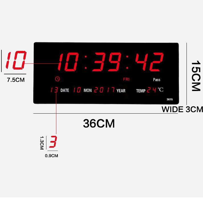 Modern LED Digital Wall Clock with Calendar and Temperature Display, Large Numbers, for Living Room