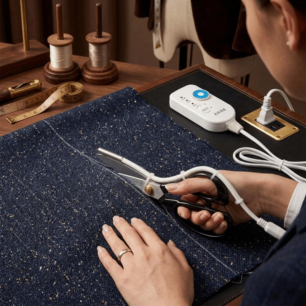 Built-In Heating Tube Hot Cutter Temperature Adjustable Fabric Scissors  Fabric Cutting