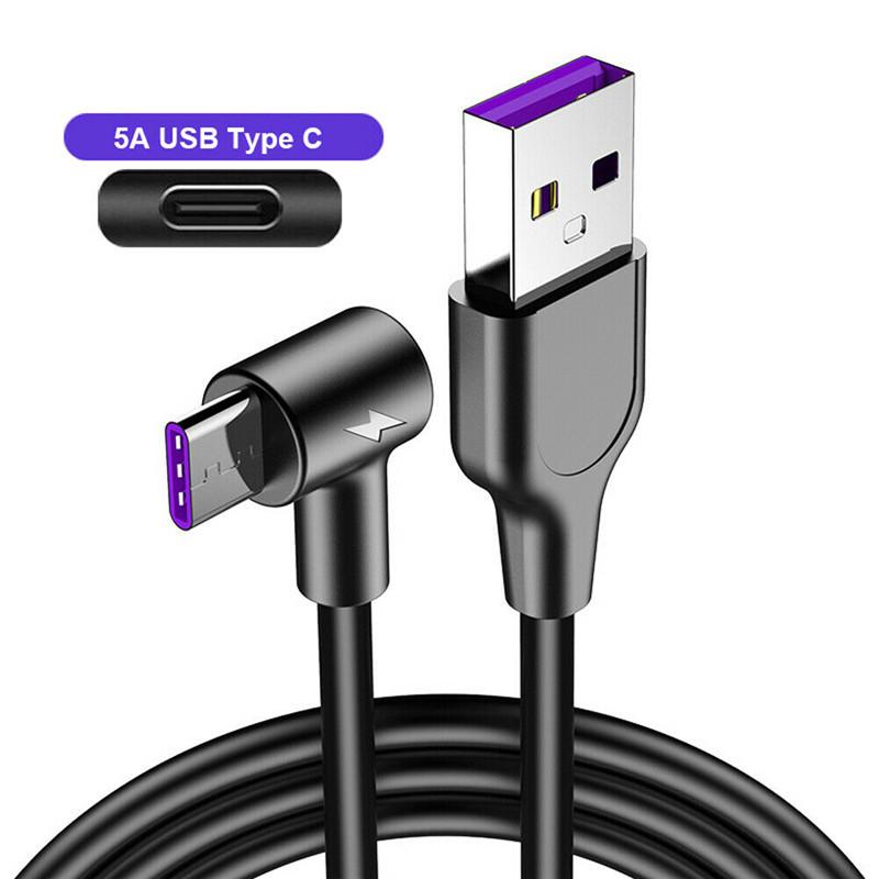 5A Elbow USB To Type-C Cable Fast Charging Cable Mobile Phone USB C Charger Data Cord for iPhone 15 Huawei Xiaomi Realme Samsung