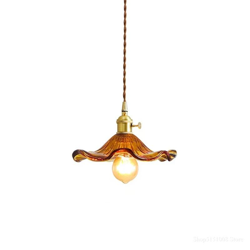 Nordic Single Head Net Red Chandelier Ресторан Гостиная Бар Прикроватная Спальня Nordic Modern Brass Flower Glass Chandelier
