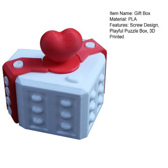 Подарочная коробка на День святого Валентина Раздражающая подарочная коробка с винтами 3D-печатная головоломка-игрушка для розыгрыша Раздражающая подарочная коробка в виде сердца для любимых