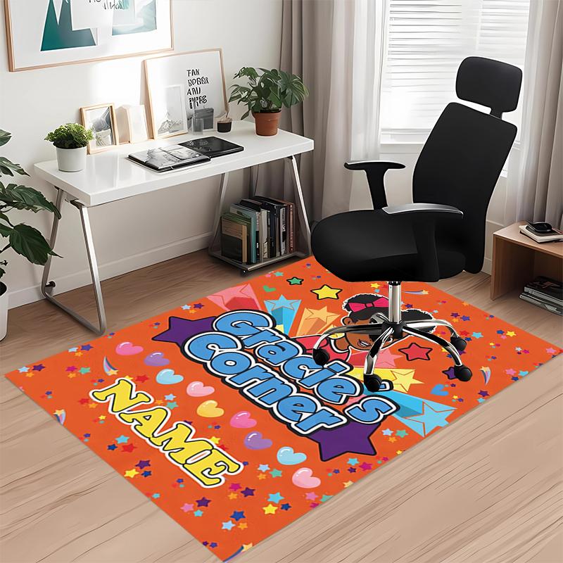 Custom Name Gracie's Corner Printed Carpet, for Office Chair Living Room Bedroom Kitchen Room Decor Gifts.