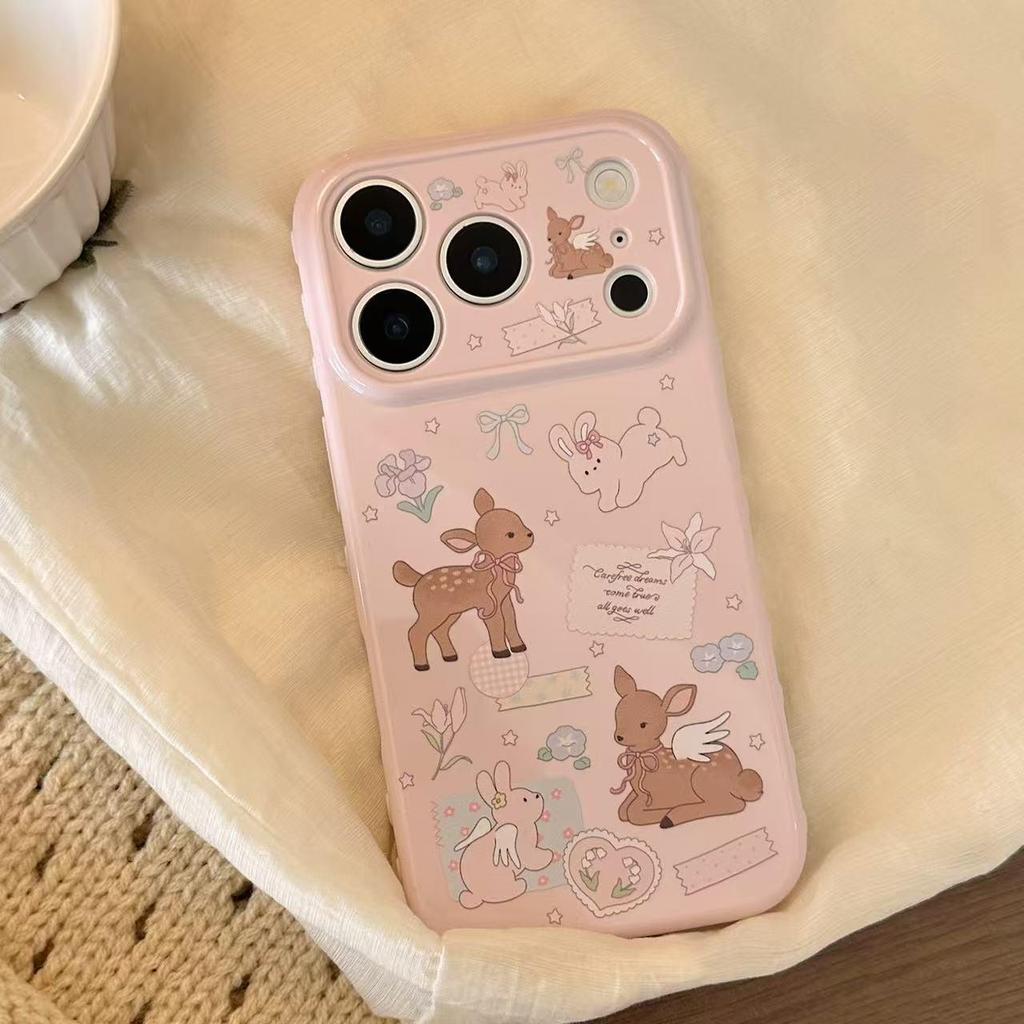 Очаровательный чехол для iPhone с дизайном оленя для моделей 13-17: Сторона с сердцем, Защита от падения