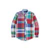 Polo SS22 Oxford Cloth Color Block Striped Plaid Shirt Men Shirts Red MNPOWOV16821-961