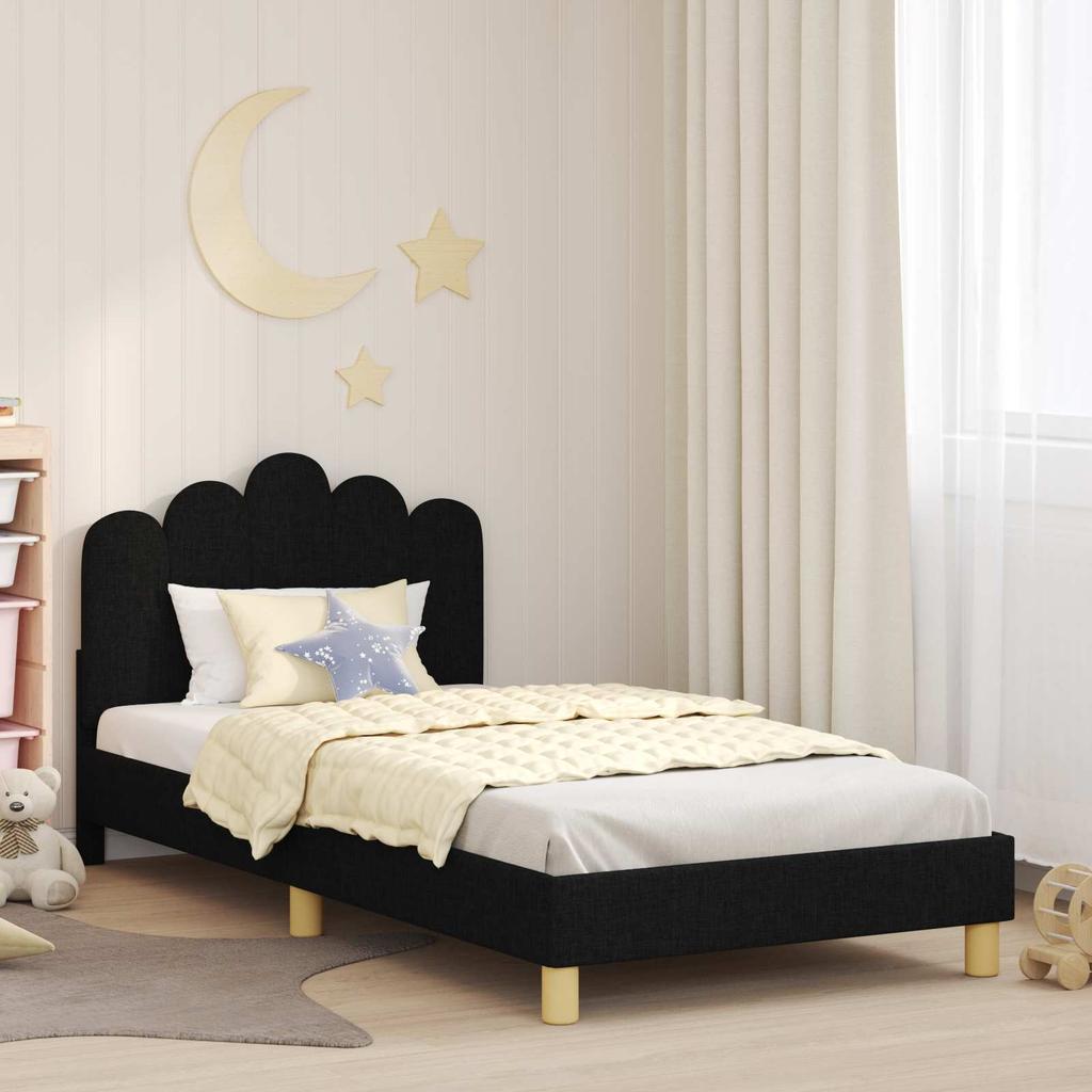 Kids Bed Frame with Headboard Black 80 x 200 cm Fabric