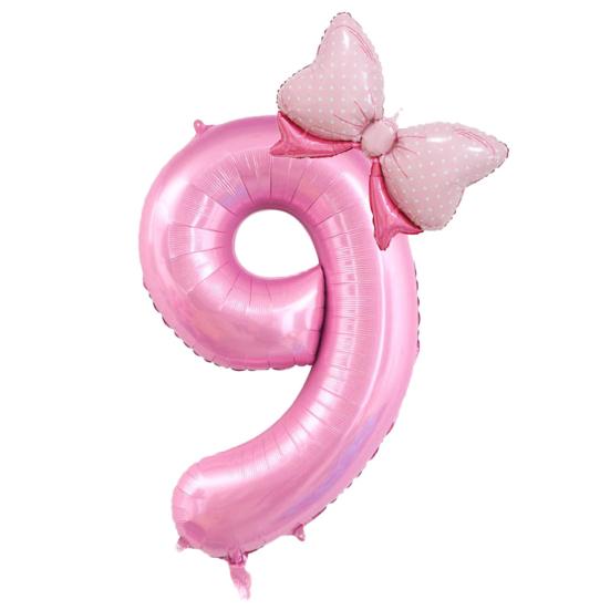 Набор воздушных шаров для вечеринки "Счастливый", 40 дюймов, номер, форма банта, воздушный шар из алюминиевой фольги с надувной соломинкой CLE