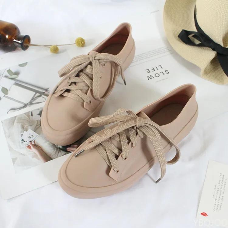 Women's Rubber Rain Boots Shoes Waterproof Flat Spring New Black/white Sneakers Women Ladies Casual Rainboots2024