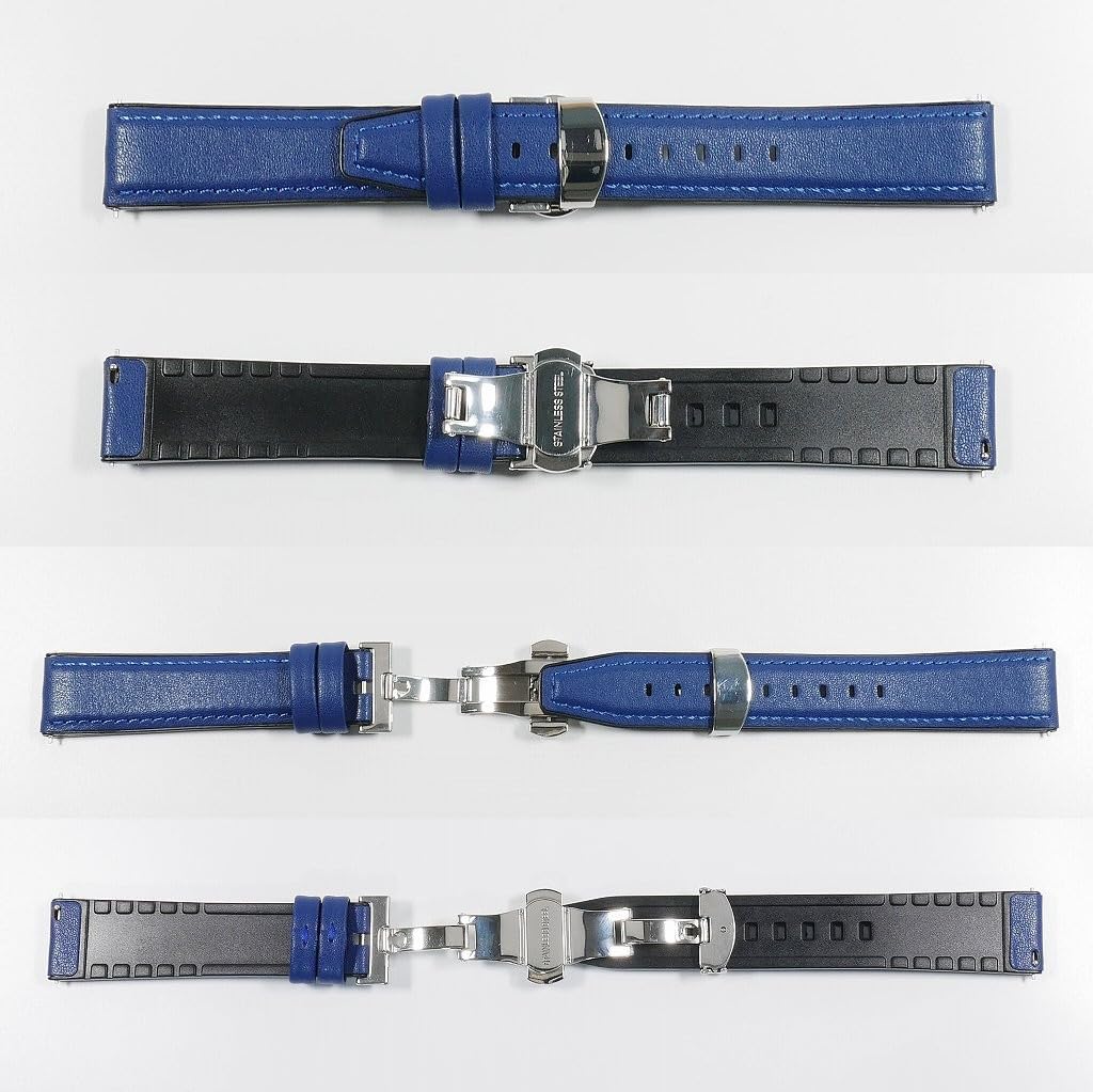 Кожаный и резиновый ремешок Swatch x OMEGA с D-образной застежкой (военно-морской флот)