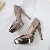 Fashion High Heel Pumps Gold Women Shoes Pointed Shallow Mouth12cm Heels Sexy Platform Casual Daily Stiletto Large Size 35-44 Tacones