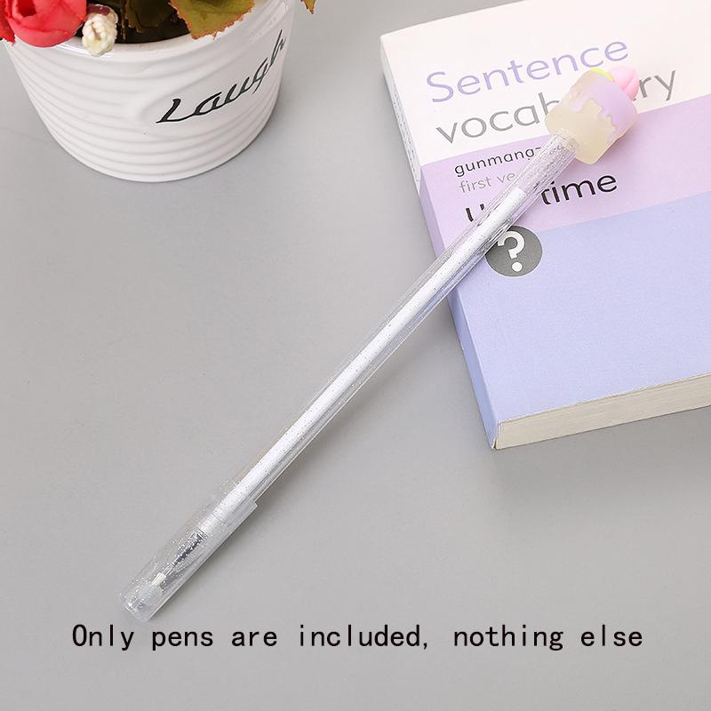 Back To School Season 10pcs 0.5mm Cute Fruit Cake Shape Gel Pen Creative Black Water Pen Gold Powder Transparent Rod Office Signature Pen