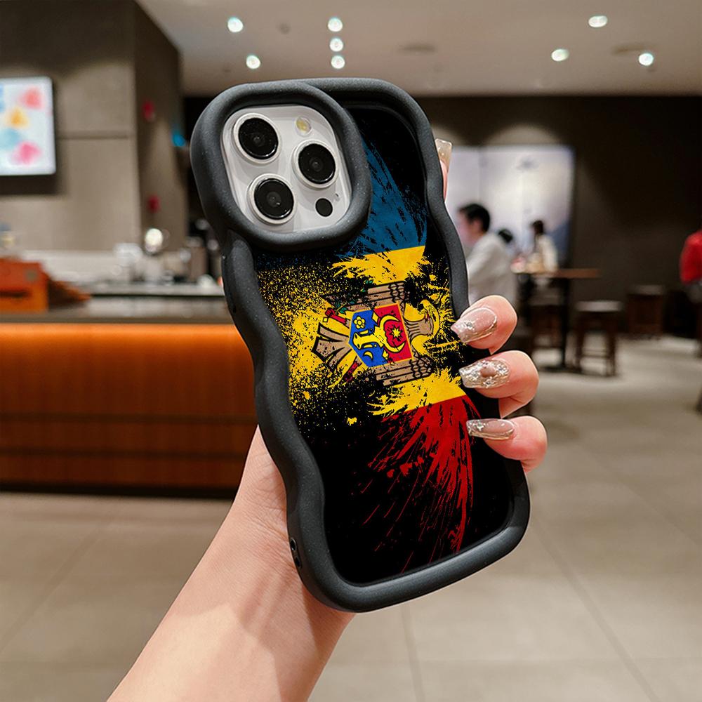 Ae94 Республика Молдова Флаг защитные чехлы для телефонов Samsung S24 Plus S23 Ultra A14 A55 A06 Honor X9b Motorola OnePlus Big Wave TPU задняя крышка