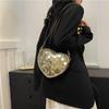 Fashion Sequins Heart PU Shoulder Bags Versatile Shiny Crossbody Bags for Women  Light Luxury Design