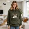 Зимняя толстовка-переноска для питомца с карманом-сумкой, женская флисовая толстовка с большим передним карманом, удобный длинный пуловер для переноски