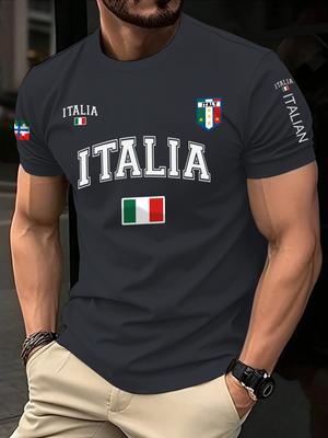 Летняя футболка с принтом ITALIA, повседневная мужская одежда, модная футболка с коротким рукавом и круглым вырезом, женские топы