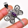 Amethyst Gemstone 925 Silver Plated Handmade Jewelry Pendant 2.27"