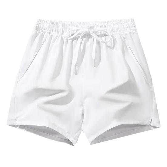 Мужские летние шорты с эластичной талией, регулируемые спортивные шорты на шнурке с карманами, однотонные широкие шорты