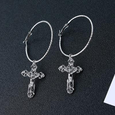 Серьги-крестики для женщин, серьги-подвески с крестом, серьги-капли, винтажные ювелирные аксессуары