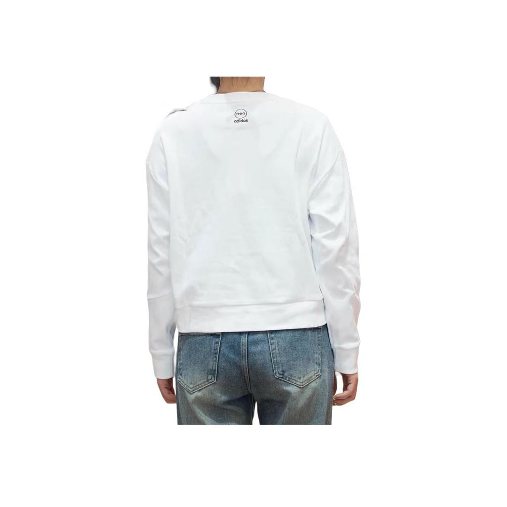 Adidas Повседневная толстовка с круглым вырезом и длинными рукавами с узором Neo Letter, женская толстовка белого цвета IK5171