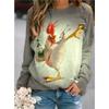 2024 Autumn and Winter New Women's Raglan Long Sleeve 3D Cute Animal Print Daily Casual Pullover Y2K Oversized Women's T-shirt