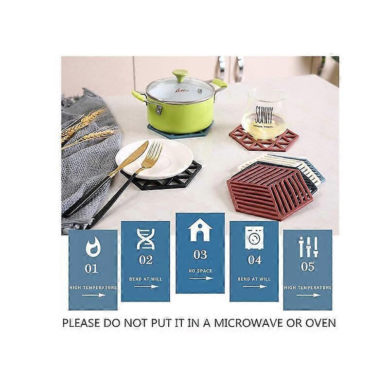 Silicone Trivet Mats And Hot Pads 8 Pcs 5.63 4.92 In Hexagon Heat Resistant Multifunction Kitchen Tool For Bowl Mats, Dish Mats, Placemats, And Drink