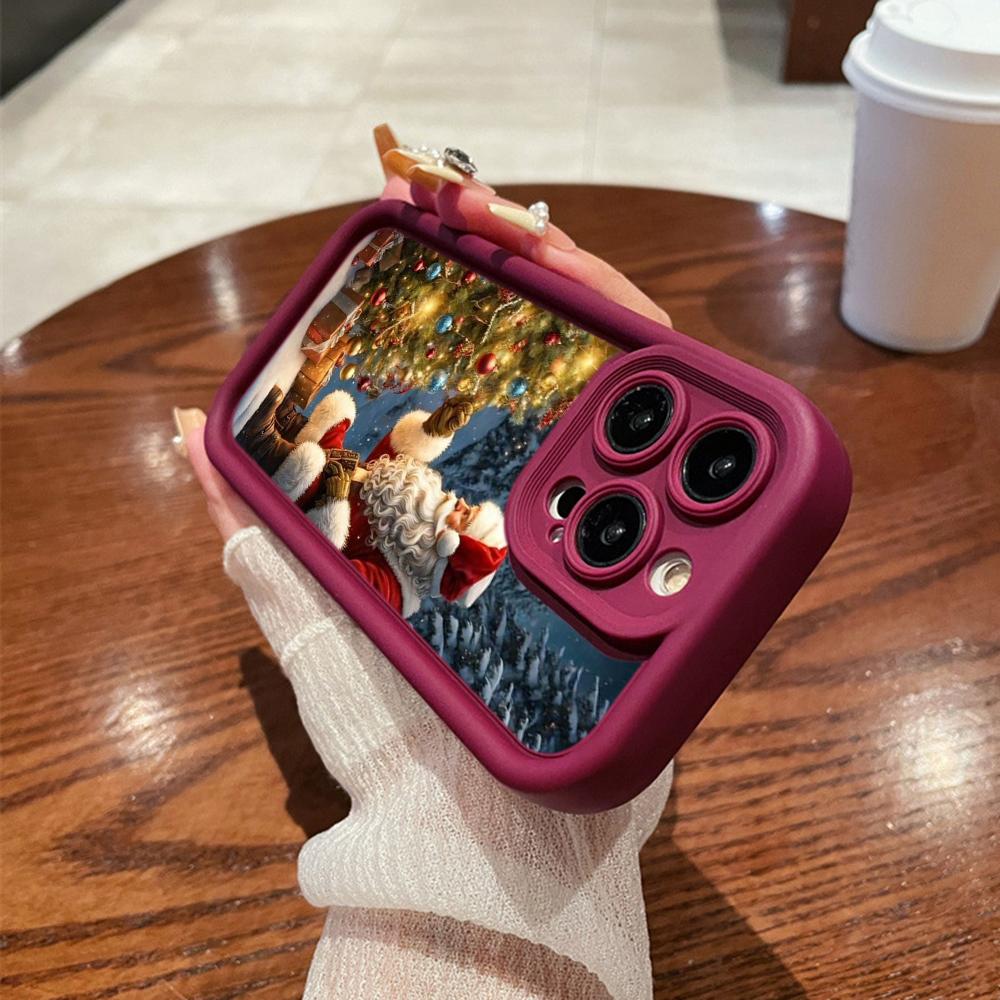 N105 рождественские и новогодние арт-мягкие чехлы для телефонов Angel Eyes для iPhone 16 15 14 13 11 Pro Max 8 7 6s Plus 12 mini XR XS Max SE противоударный чехол