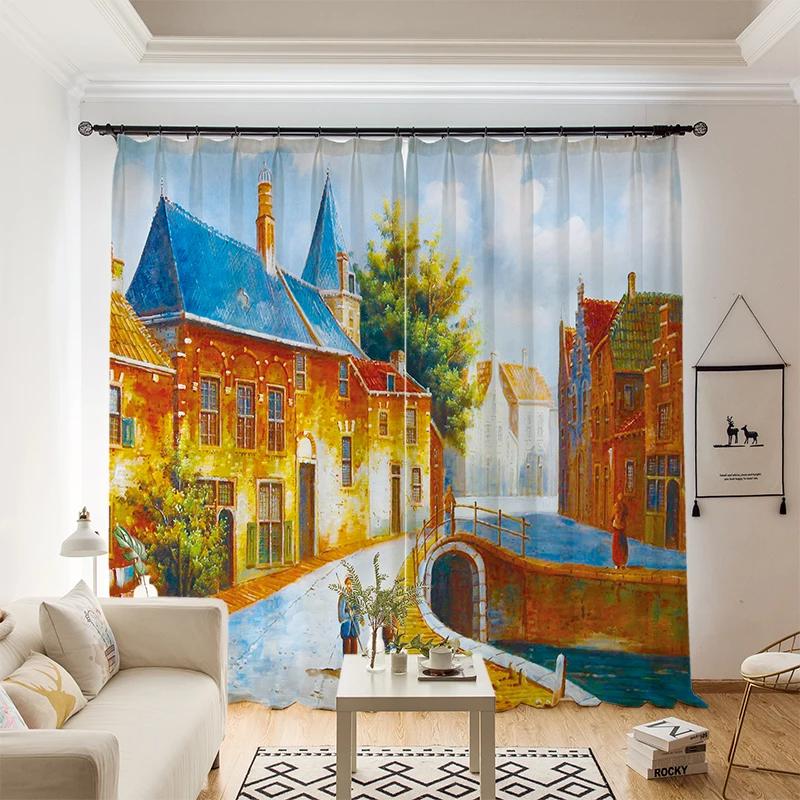 Картина маслом «Урожай Ван Гога» в стиле высокой затемненной занавески, американское детское занавеска для спальни, гостиной, затемняющая штора, новая