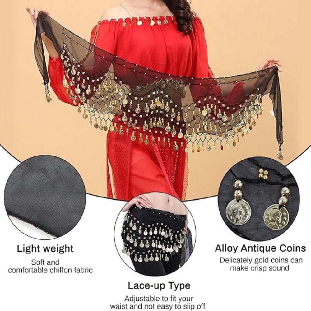 Coin Wrist Bracelets Women's Belly Dance Outfits Dance Costume Set Stage Performances