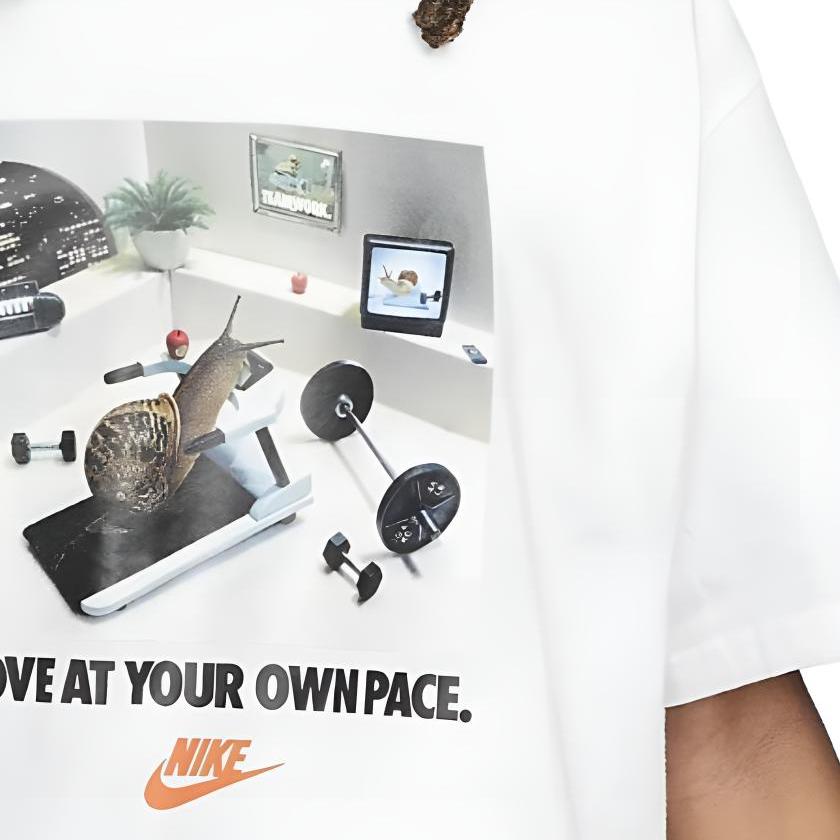 Nike Футболка с круглым вырезом и принтом логотипа животного, спортивная, с короткими рукавами, мужская, белая FB9823-100