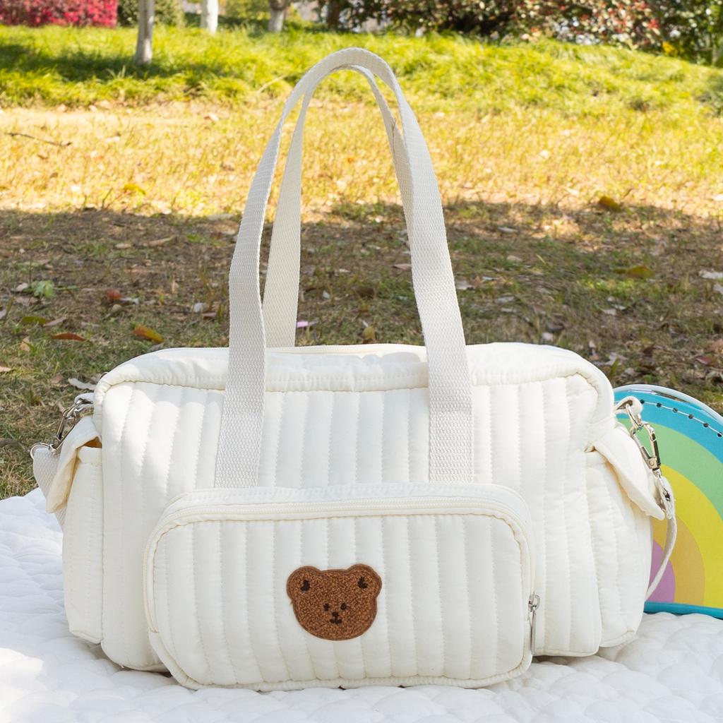 Quilted Diaper Bag Tote Multifunction Baby Diaper Bag with Shoulder Strap Storage Bag for Boys & Girls