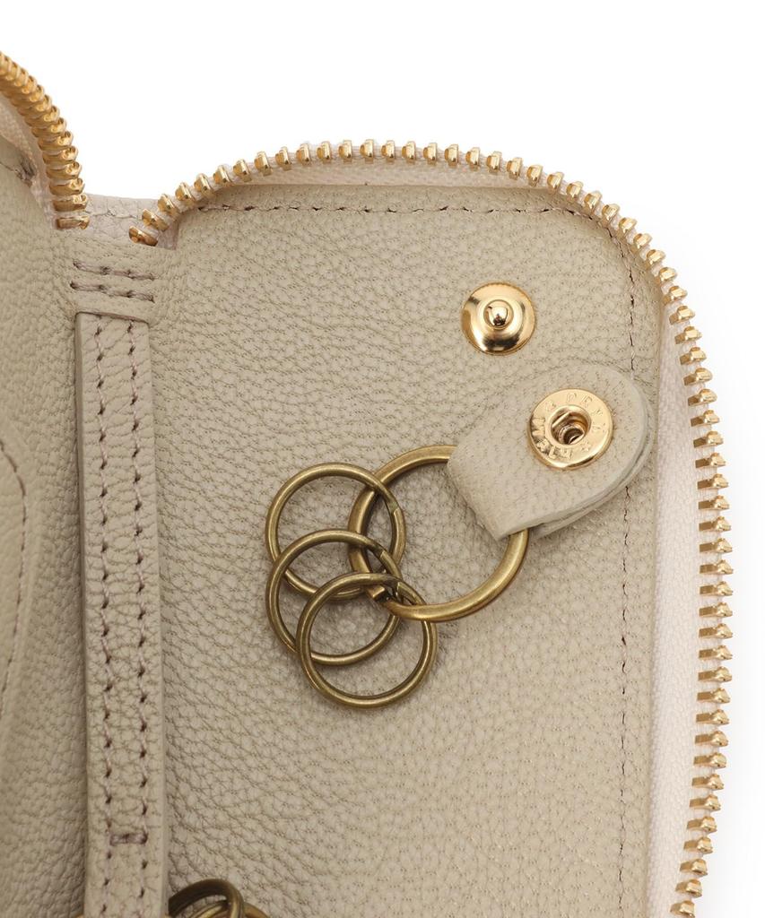 И дорожный ключ круглый молния свет термоусадочный чехол для ключей брелок для ключей чехол для карт из коровьей кожи одного размера Oyster White [Toff Stone]