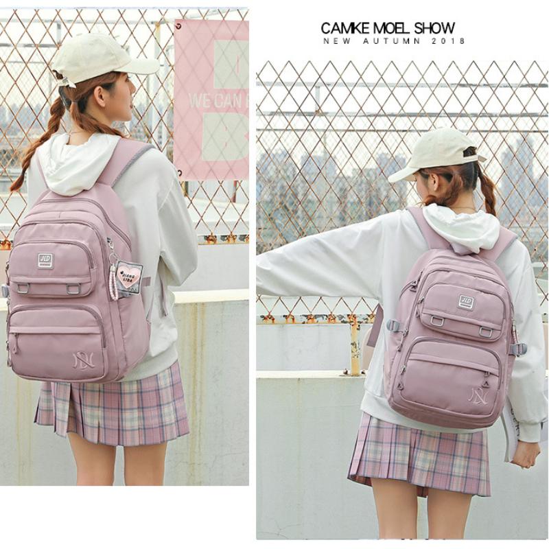 Middle School Student Schoolbags for Girl Commuting Large-capacity Backpacks Fashion Leisure Solid Color Book Bag Ultra-light Waterproof Knapsack
